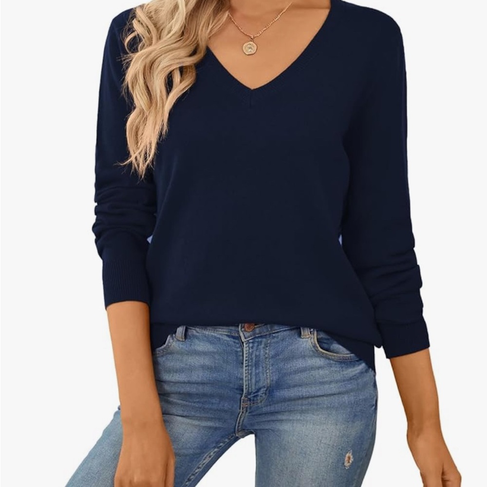 Classic Navy V-Neck Women's Sweater